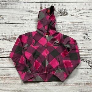 Apple bottoms pink plaid zip up‎ hoodie size small vintage